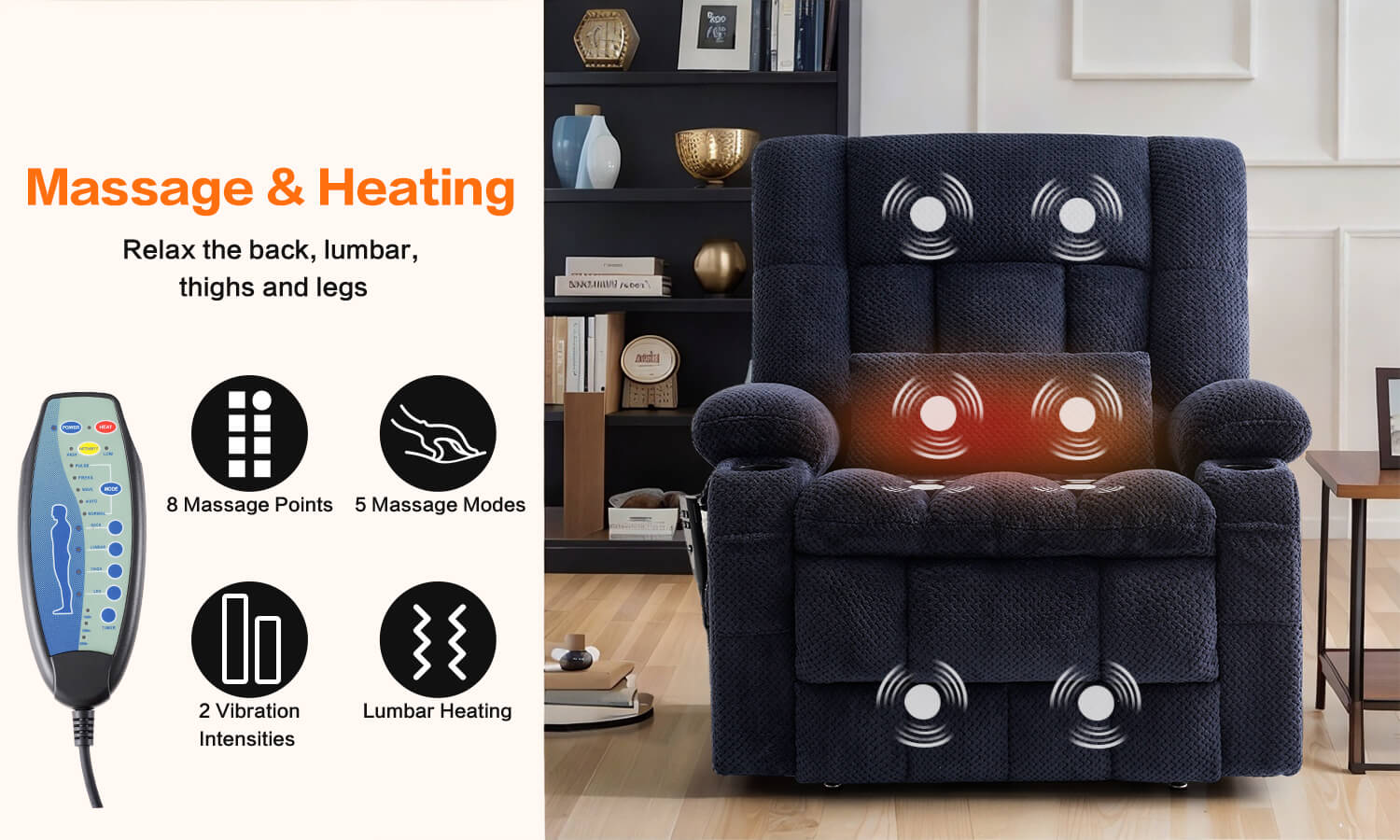 Oversized fabric power lift recliner chair for the elderly