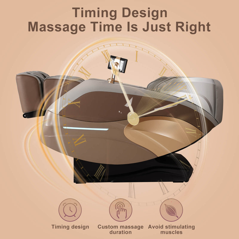 Massage Chair 4D Zero Gravity Chair Full Body Massage Chair With Heating, Voice Control, Smart Scan Body, Gold