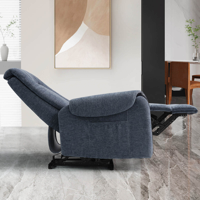 Power Recliner Chair with Airbag Massage, 31.5" Width, Grey/Navy/Beige Fabric