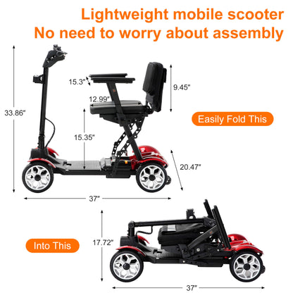 25-Mile All-Terrain Mobility Scooter with 300lbs Capacity & 3-Second Fold, Ultralight 45lbs, Power Electric Mobility Freedom Scooter