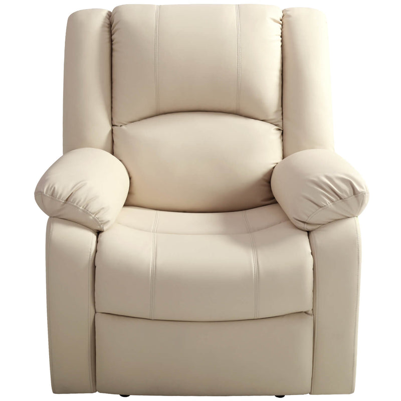 Manual Recliner Chair Recliner Soft Armrests For Living Room 35" Width, Leather,Lvory