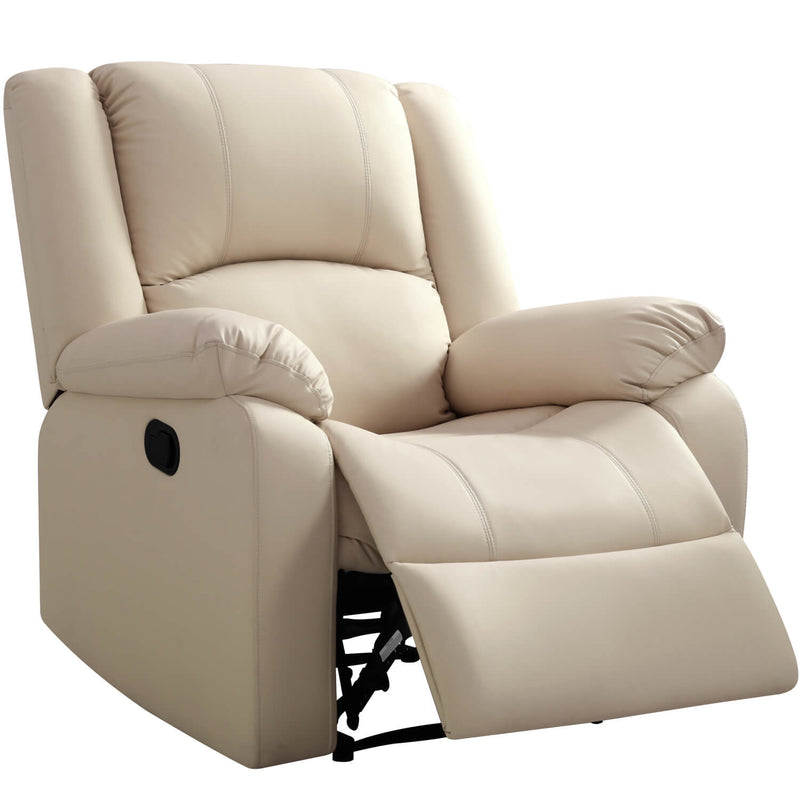 Manual Recliner Chair Recliner Soft Armrests For Living Room 35" Width, Leather,Lvory