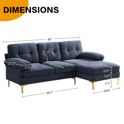 Asjmreye Sectional Sofa Navy Blue, Size