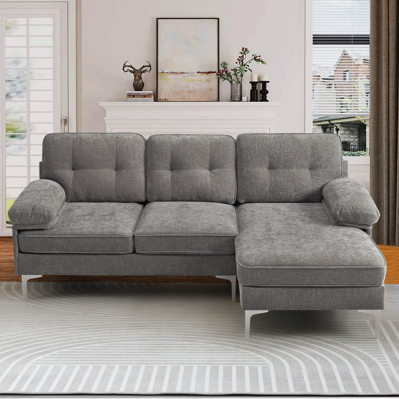 Asjmreye Upholstered Sectional Sofa Couch, L Shaped Sofa, Modern Chenille fabric, Grey