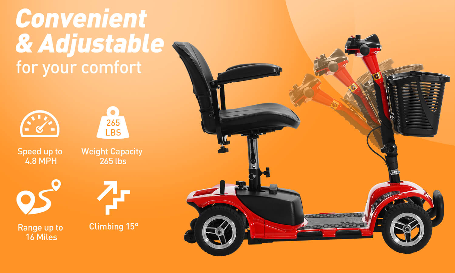 Handlebar_angle_adjustable_16_mile_range_mobility_scooter_265lbs_weight_capacity
