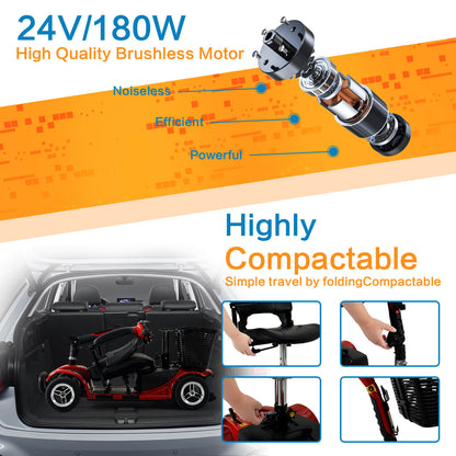 Low noise, high efficiency and powerful high quality brushless motor. And it's very easy to fold up and put in the trunk.
