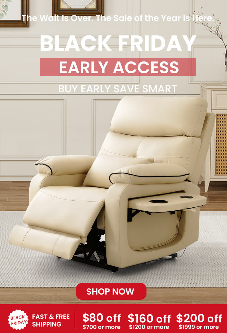 Black Friday Early sale on recliners, wheelchairs, and massage chairs with discount information.