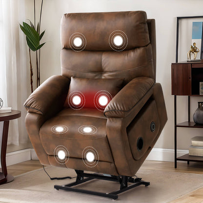 A power lift recliner in standing position