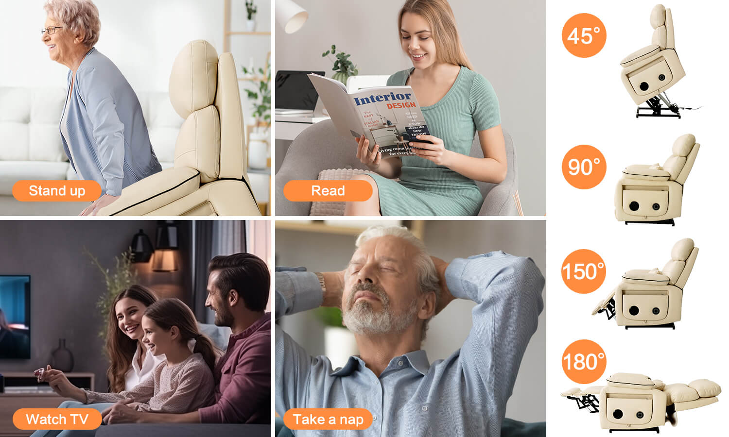 Infinite_position_recliner_from_45°_to_180°_perfect_to_stand_read_watch_TV_sleep
