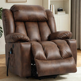 Brown leather recliner chair in a room