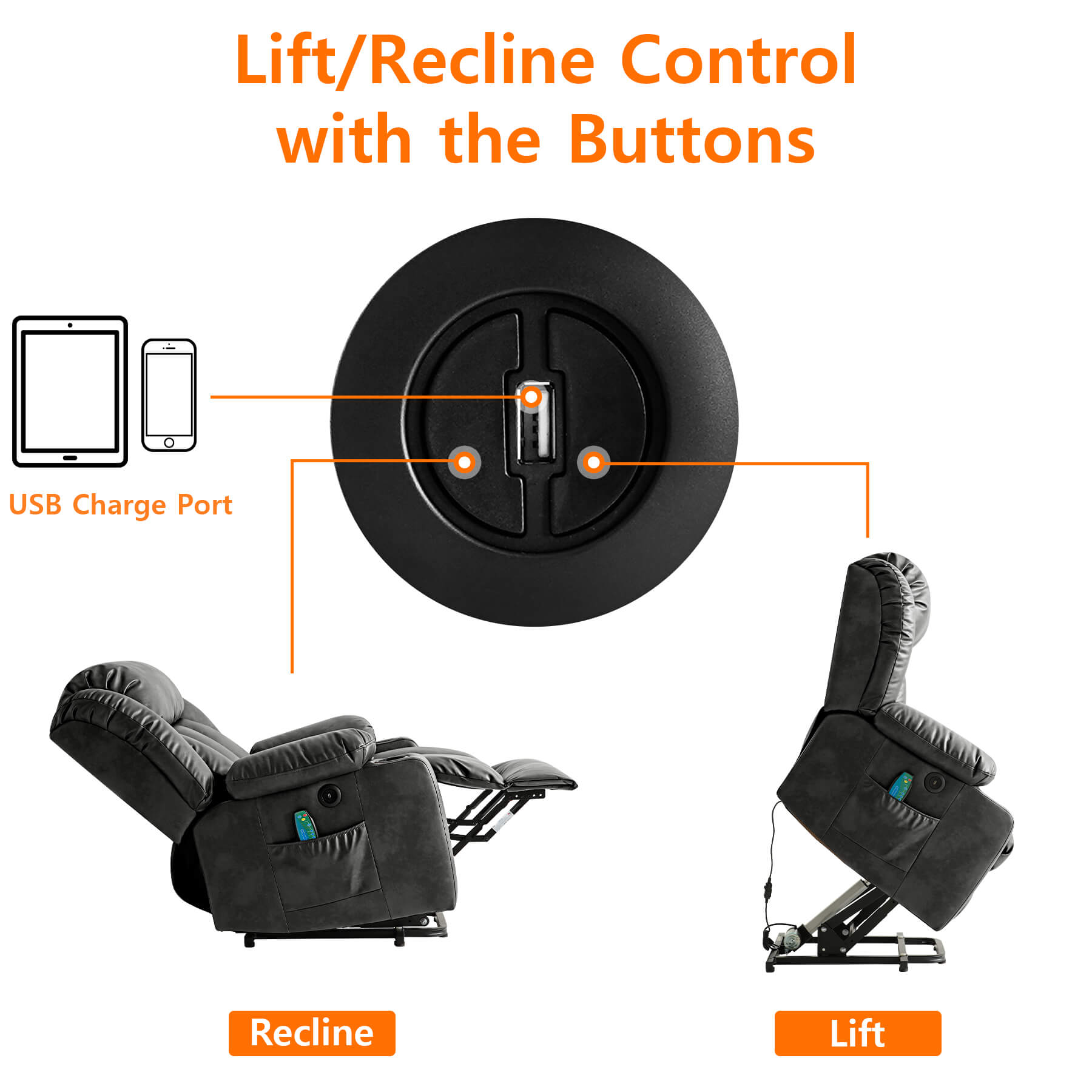 Luxury Power Lift Recliner Chair with Vibration Massage and