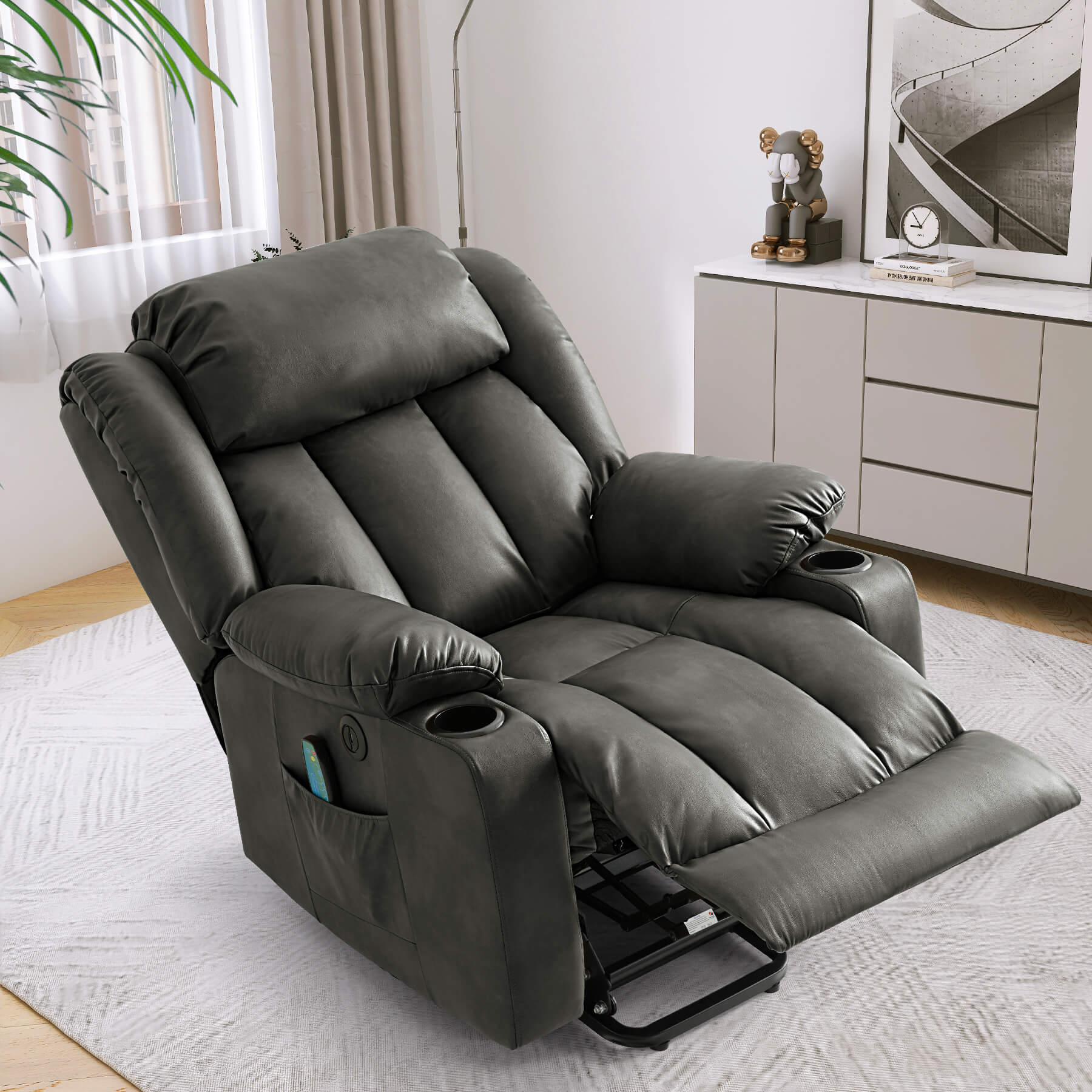 Luxury Power Lift Electric Recliner Chair With Vibration Massage and Heating, 34.6 '' Width, Grey Luxury Power Lift Electric Recliner Chair With Vibration Massage and Heating, 34.6 '' Width, Grey