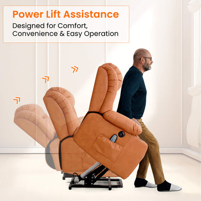 Luxury Power Lift Recliner Chair with Vibration Massage and Heating, Orange