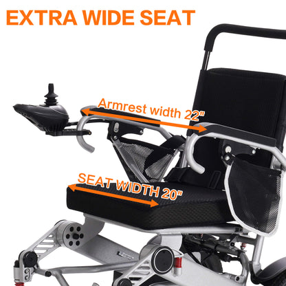 The comfortable wheelchair seat is 20 inches wide.