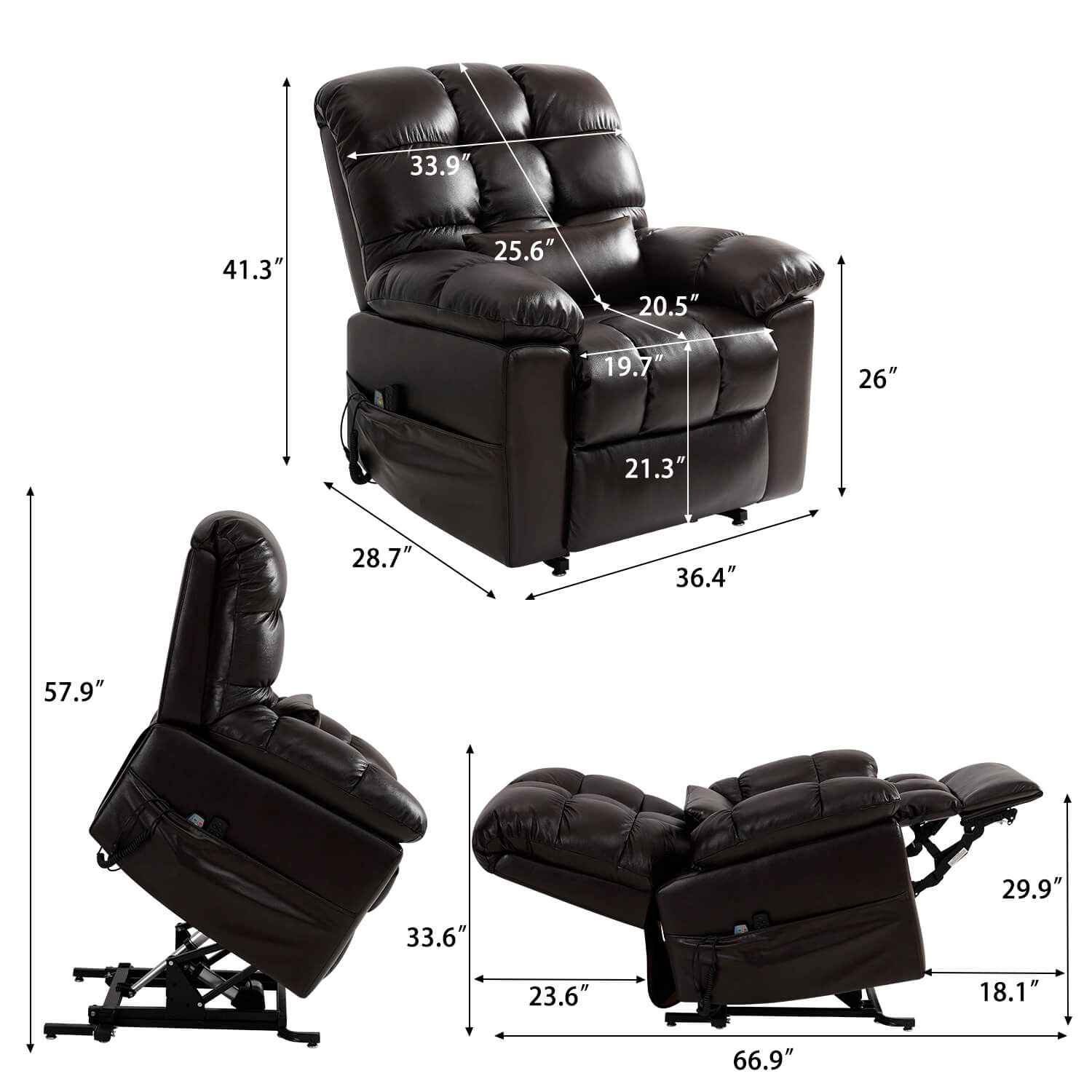 Zero Gravity Infinite Position Power Lift Recliner Chair W/ Massage an