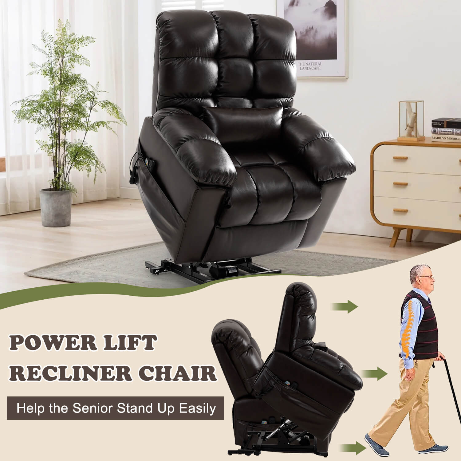 Zero Gravity Infinite Position Power Lift Recliner Chair W/ Massage an