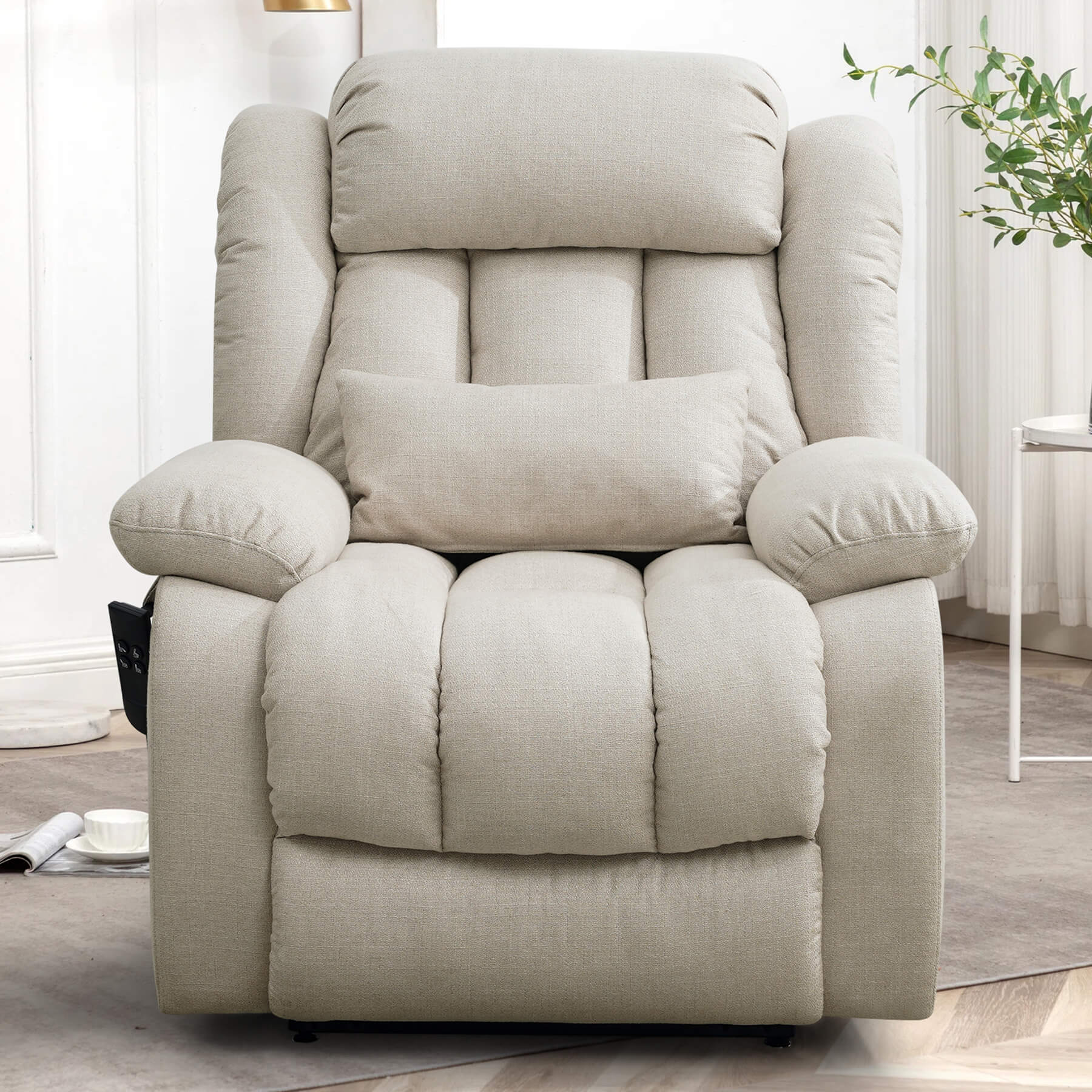 Front facing sitting position reclining chair in living room, perfect for watching TV, resting and napping.