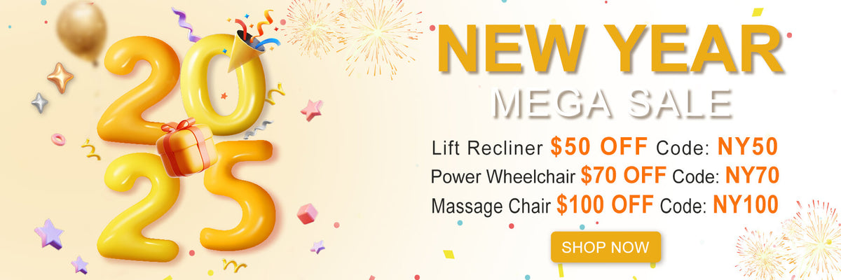 2025 New Year Sale lift recliner save 50, wheelchair save 70, massage chair save 100