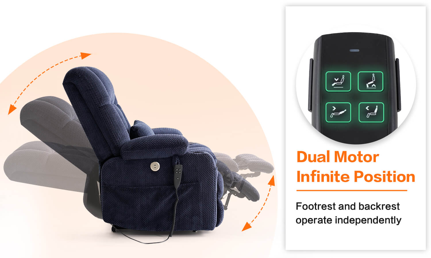 Oversized fabric power lift recliner chair for the elderly