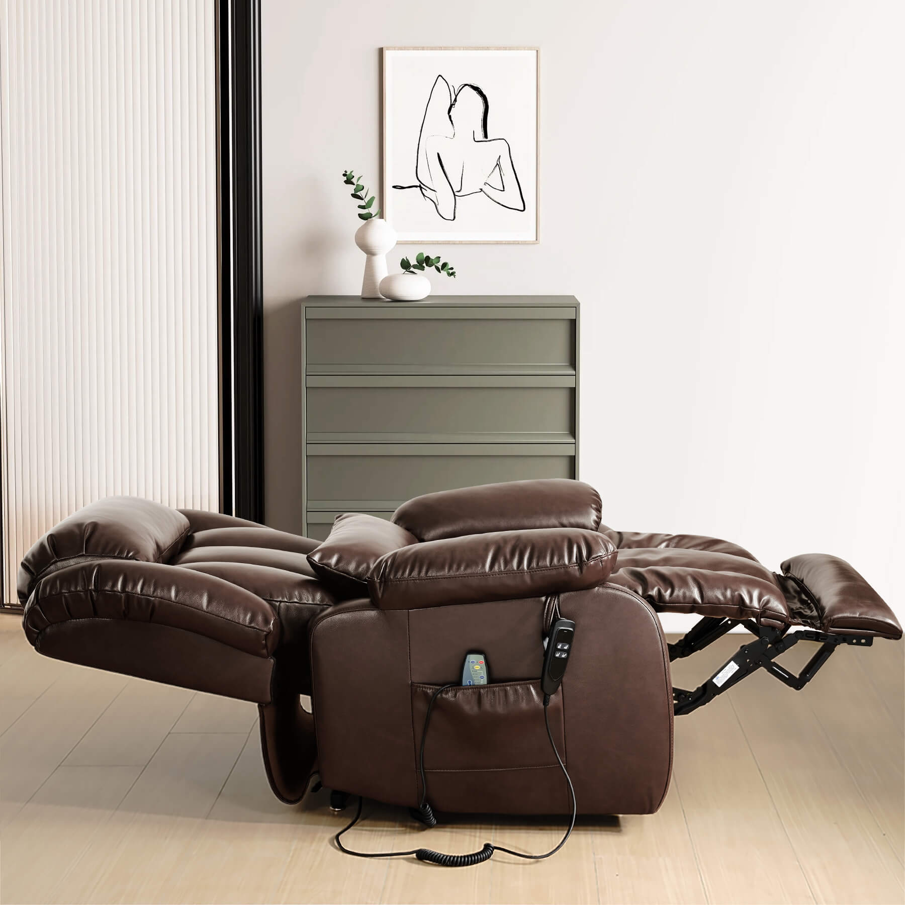 Infinite Position Lift Recliner Chair for Elderly - Real Leather
