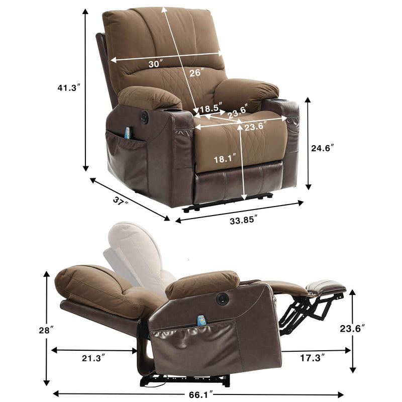 Power_Recliner_Chair_With_Nearly_Lying_Flat_Light_Brown_SIze