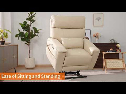 Features Video of Triple Motor Infinite Position Power Lift Recliner Chair With Adjustable Headrest & Hidden Cup Holders