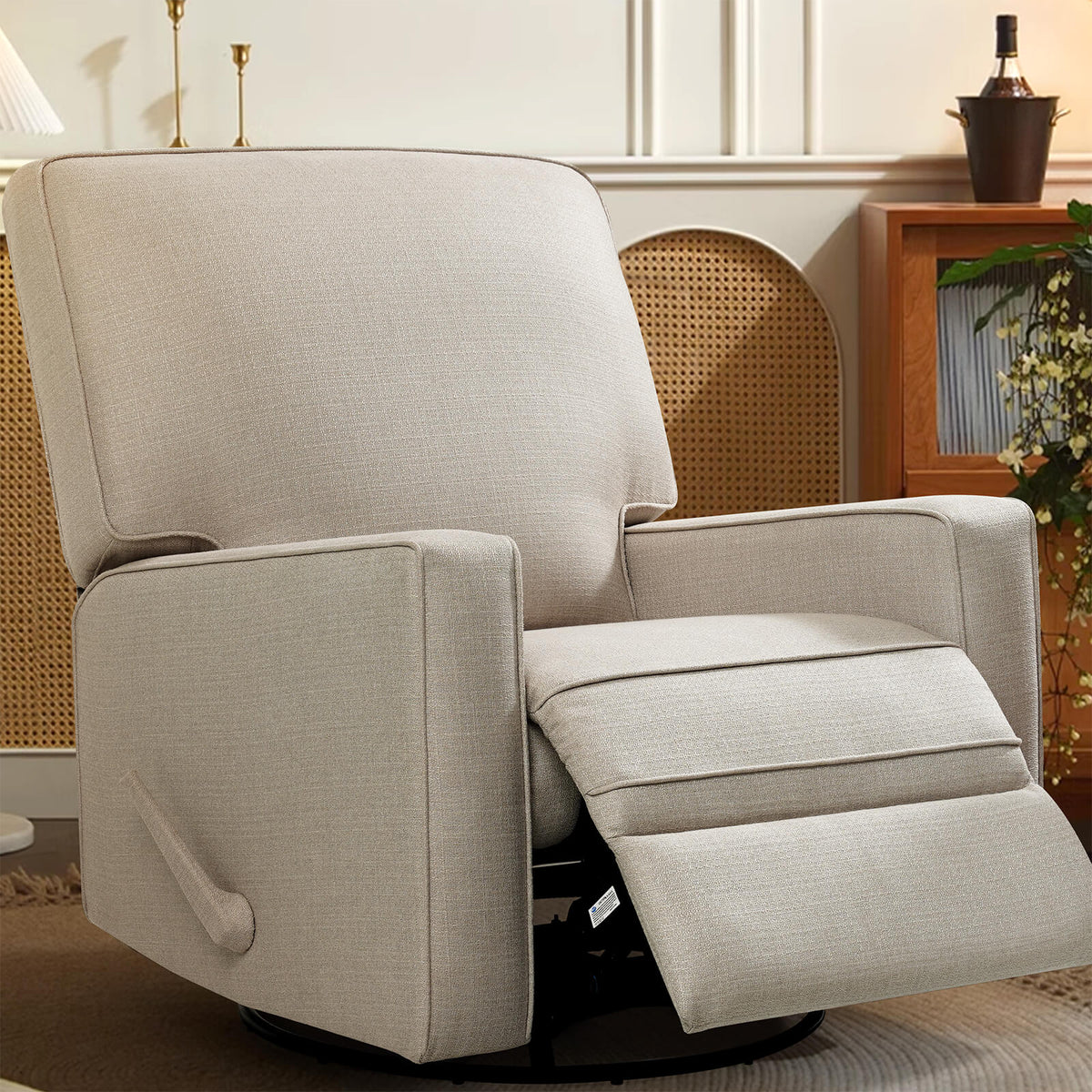 Large Swivel Rocking Recliner, Nursery Swivel Glider Fabric Manual Rec ...