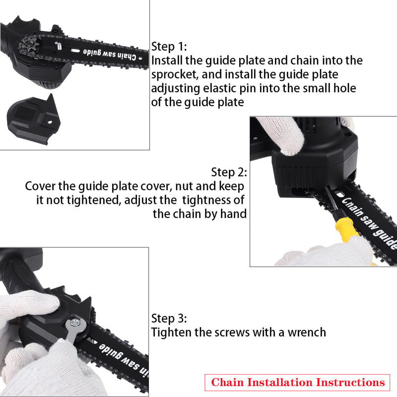 Installation steps of six-inch chainsaw