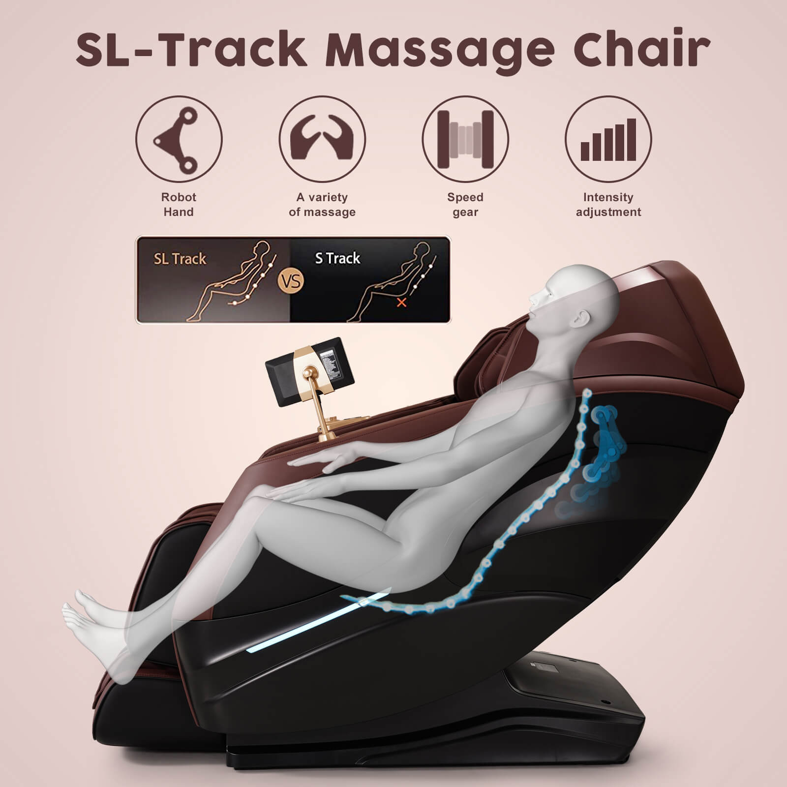 Asjmreye Massage Chair 4D Zero Gravity Chair Full Body Massage Chair With Heating, Voice Control, Smart Scan Body, Burgundy