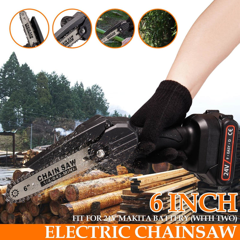 Mini Chainsaw, 6 inch Portable Electric Chainsaw Cordless