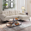 Asjmreye Sectional Sofa L-Shape Couch with Chaise Chenille Fabric Beige