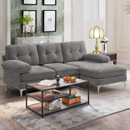 Asjmreye Upholstered Sectional Sofa Couch, L Shaped Sofa, Modern Chenille fabric, Grey