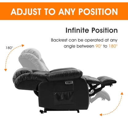 ASJMREYE Infinite Position Lift Recliner Chair W/ Massage and Heating, Power by Dual Motor, Real Leather