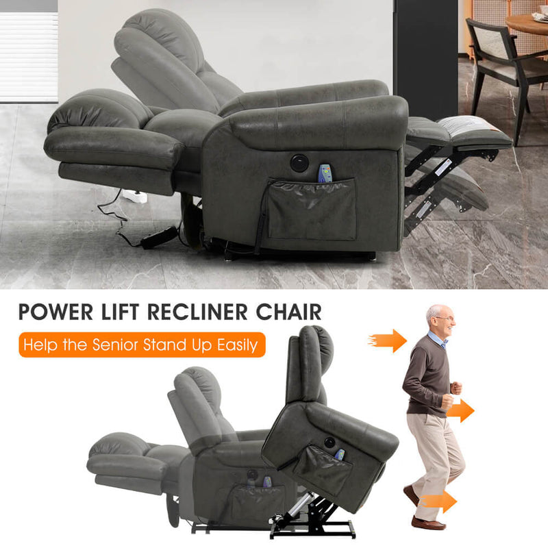 Infinite Position Lift Recliner Chair With Rivet W/ Massage and Heatin