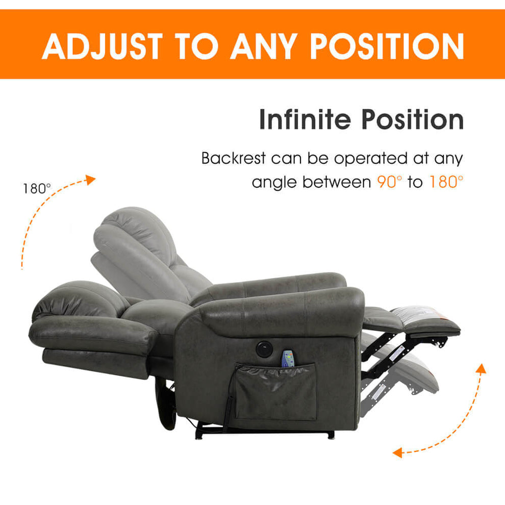 Infinite Position Lift Recliner Chair with Rivet W/ Massage and Heatin ...