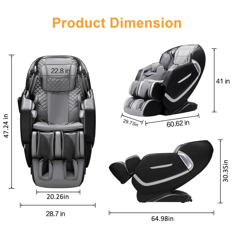 4D Massage Chair, W/ Zero Gravity & Full Body Airbags Massage size
